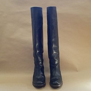 Frye 77596 Jane Tall Cuff Black Leather Boots